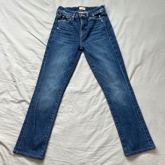 MOTHER The Rascal Skimp Jeans Womens Size 26x26 Yee Haw Distressed Medium Denim - Picture 2 of 15